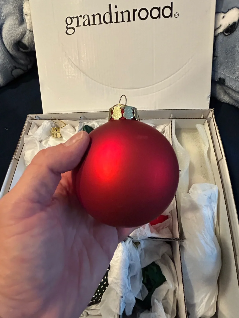 Grandinroad Red & Green Glass Holiday Ornament Set